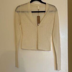 SKIMS featherweight cashmere cardigan egret XXS